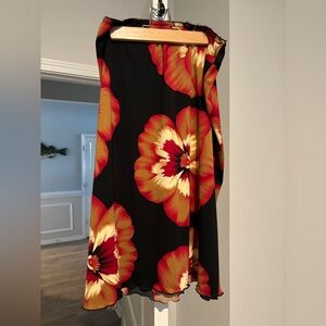 Floral Black and Red Skirt